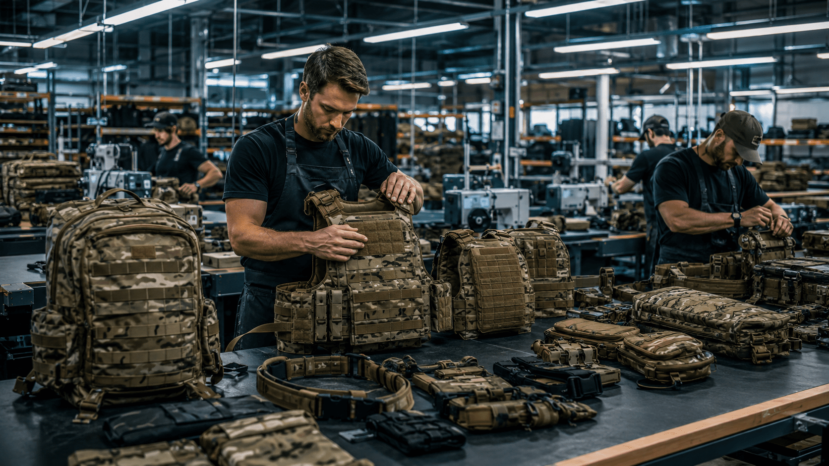 Professional tactical gear manufacturer producing military backpacks, plate carriers, and tactical equipment