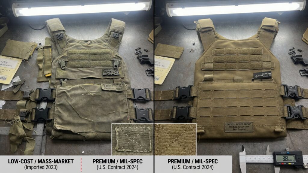 Comparison of tactical equipment materials and manufacturing quality