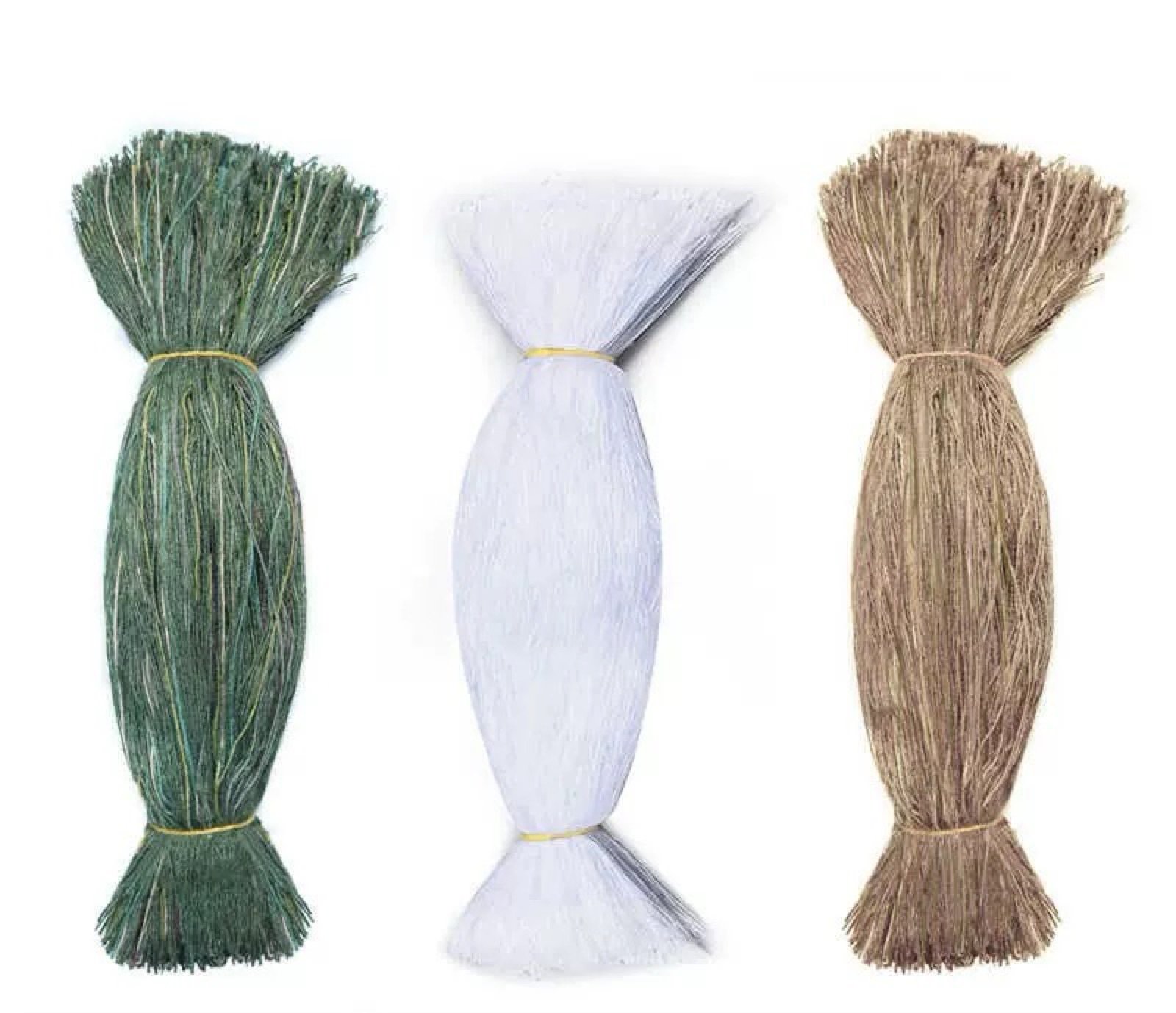 Green white and tan ghillie yarn bundles